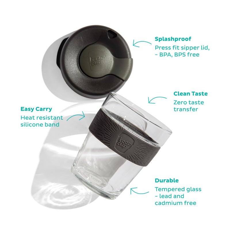 KeepCup Brew, Reusable Glass Tumbler with Spill-proof lid, Short Coffee Cup 8oz/227ml - Alder - Image 1